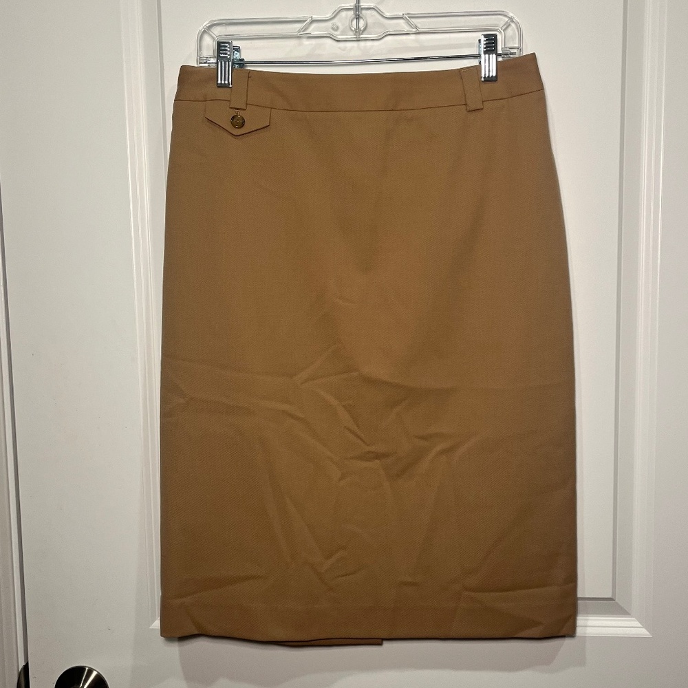 Lands End Khaki Colored Pencil Skirt, Size 10